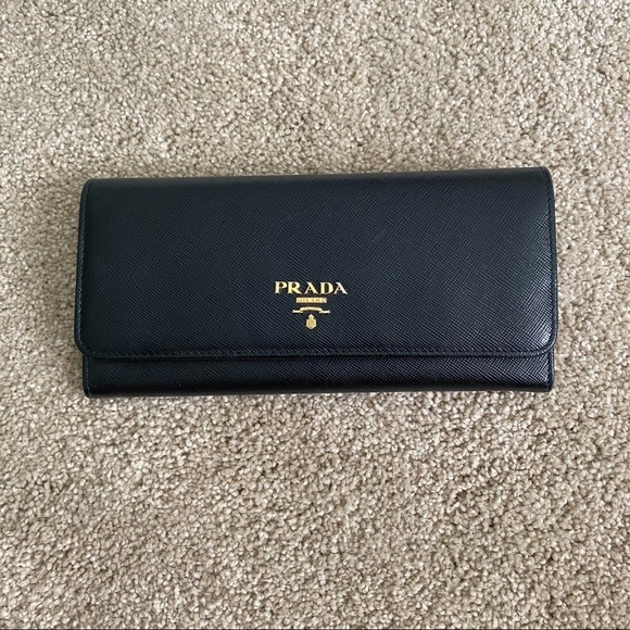 Prada Saffiano Wallet Nero Peonia - Picture 1 of 7